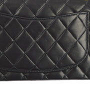 Chanel 2001-2003 Black Lambskin Small Classic Double Flap Shoulder Bag