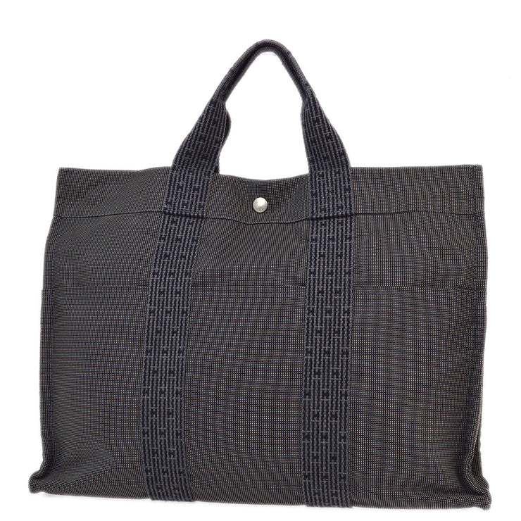 Hermes Gray Canvas Herline Tote MM Bag