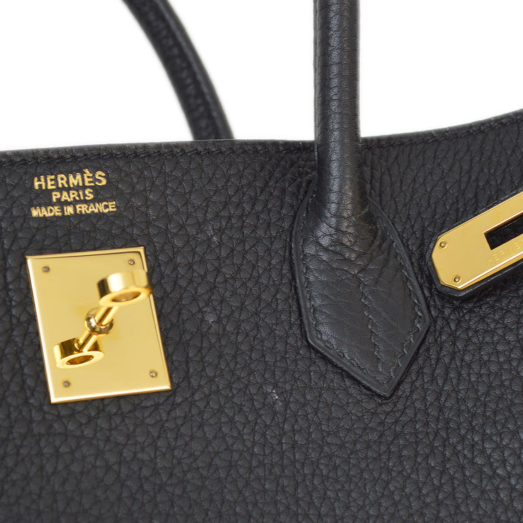 Hermes 2000 Black Fjord Birkin 40 Handbag