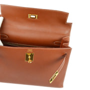 Hermes 1999 Brown Fjord Kelly 32 Sellier Handbag