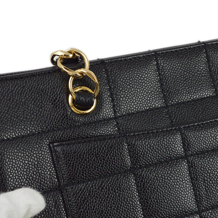 Chanel 2001-2003 Black Caviar Wild Stitch Choco Bar Chain Handbag