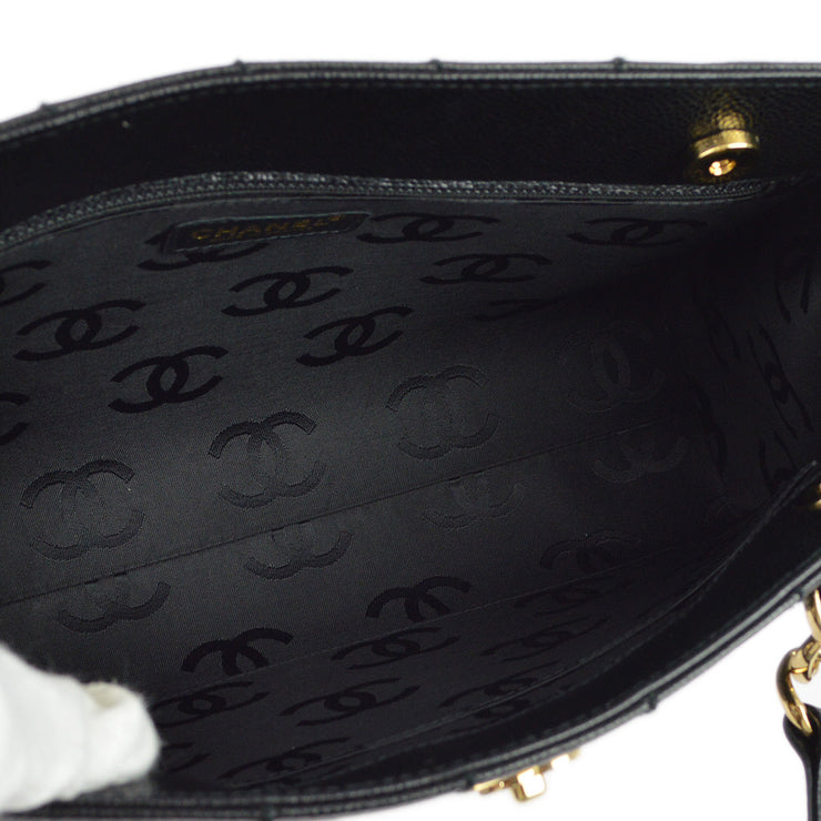 Chanel 2001-2003 Black Caviar Wild Stitch Choco Bar Chain Handbag