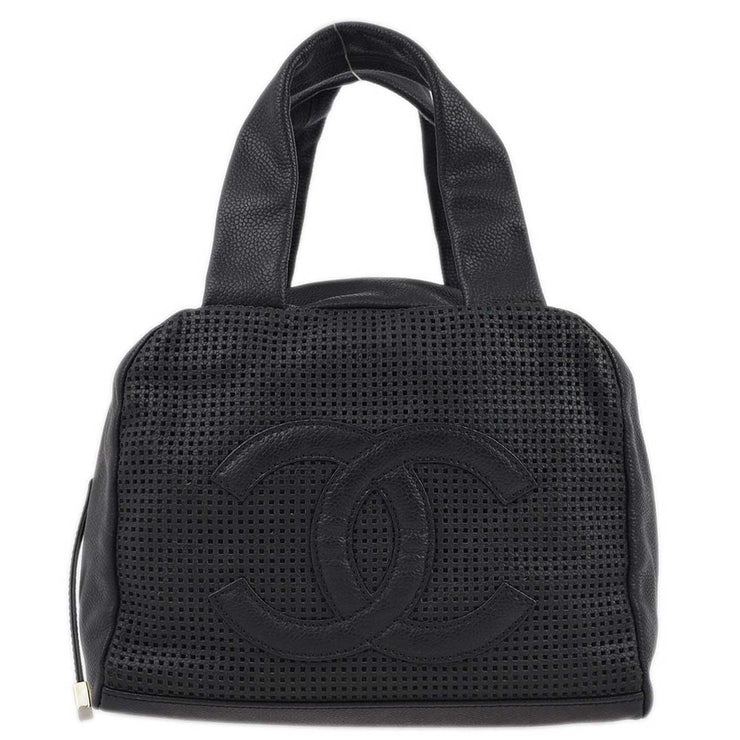 Chanel 2004-2005 Black Caviar Perforated Handbag