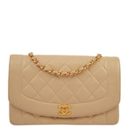 Chanel 1994-1996 Beige Lambskin Medium Diana Shoulder Bag