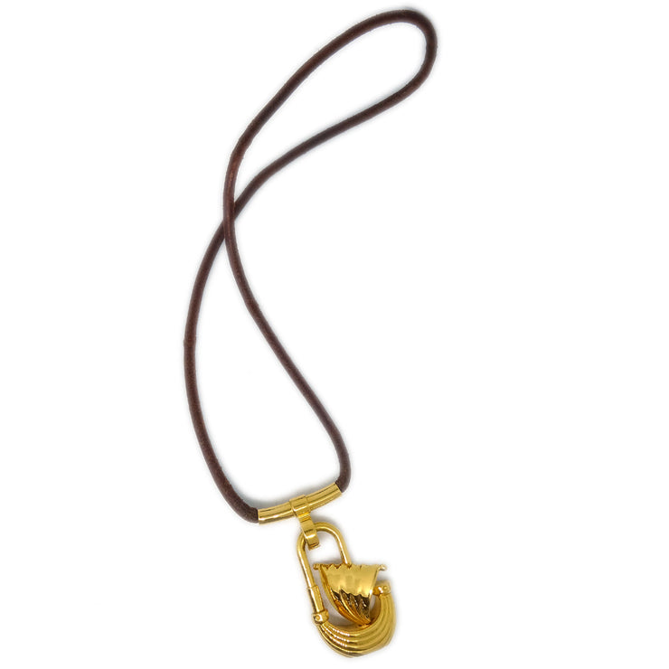 Hermes 2006 L' Air de Paris Yacht Cadena Pendant Choker Necklace Gold