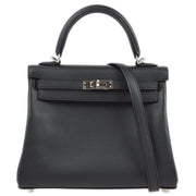 Hermes 2009 Black Epsom Kelly 25 Retourne 2way Shoulder Handbag