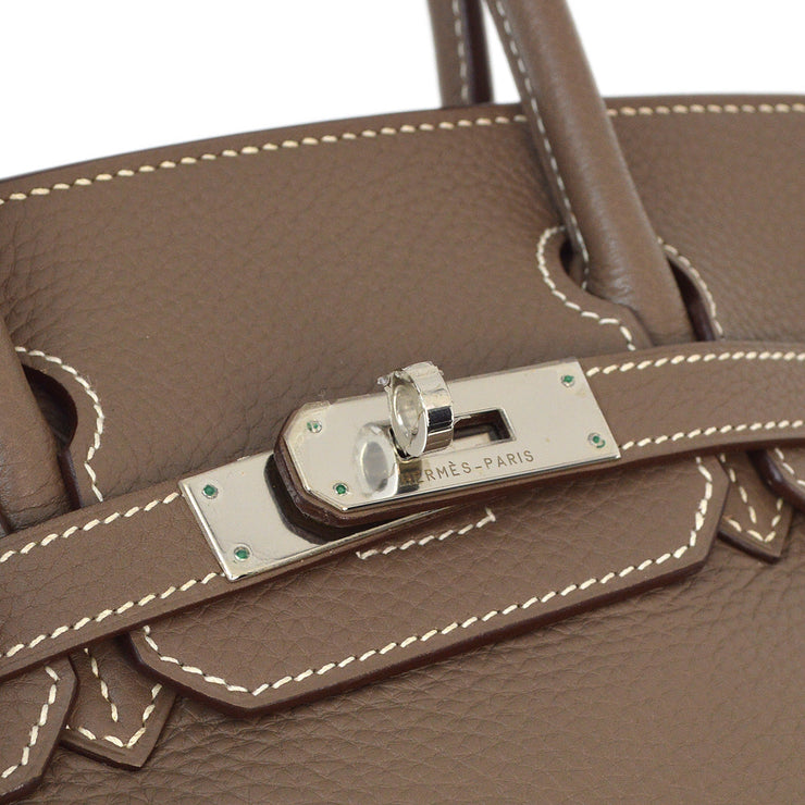 Hermes 2009 Etoupe Taurillon Clemence Birkin 30 Handbag