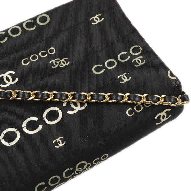 Chanel 2000-2001 Black Canvas COCO East West Choco Bar Shoulder Bag