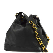 Chanel Black Lambskin Bucket Drawstring Shoulder Bag