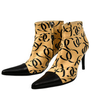 Chanel * Beige Bicolor Short Boots Shoes #35 1/2C