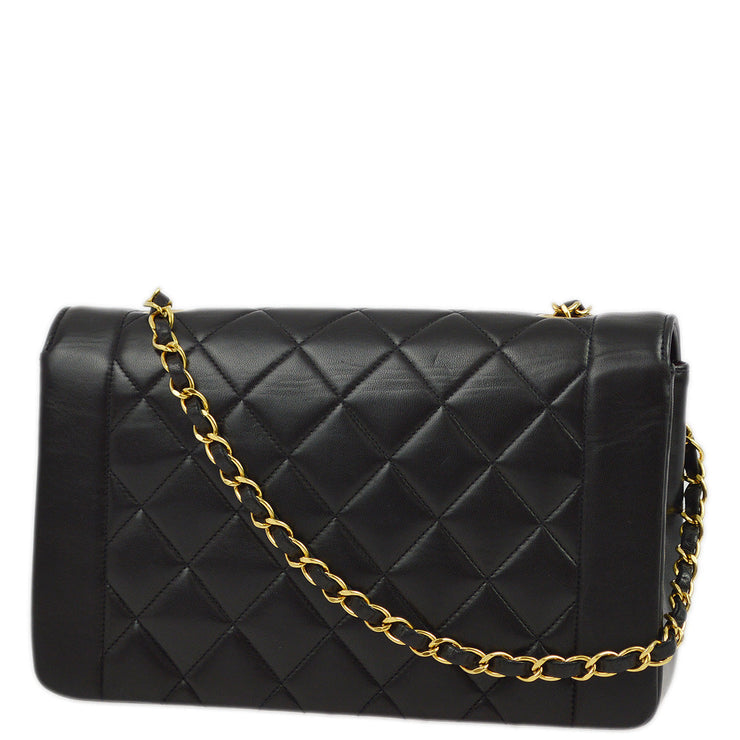 Chanel 1994-1996 Black Lambskin Medium Diana Shoulder Bag