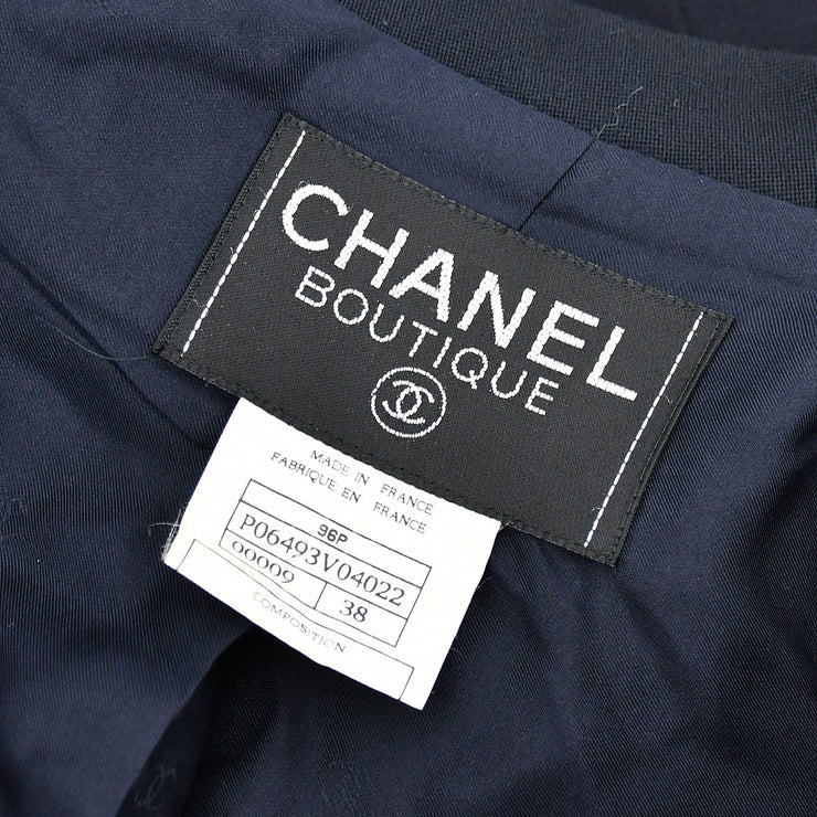 Chanel Single Breasted Jacket Navy 96P #38