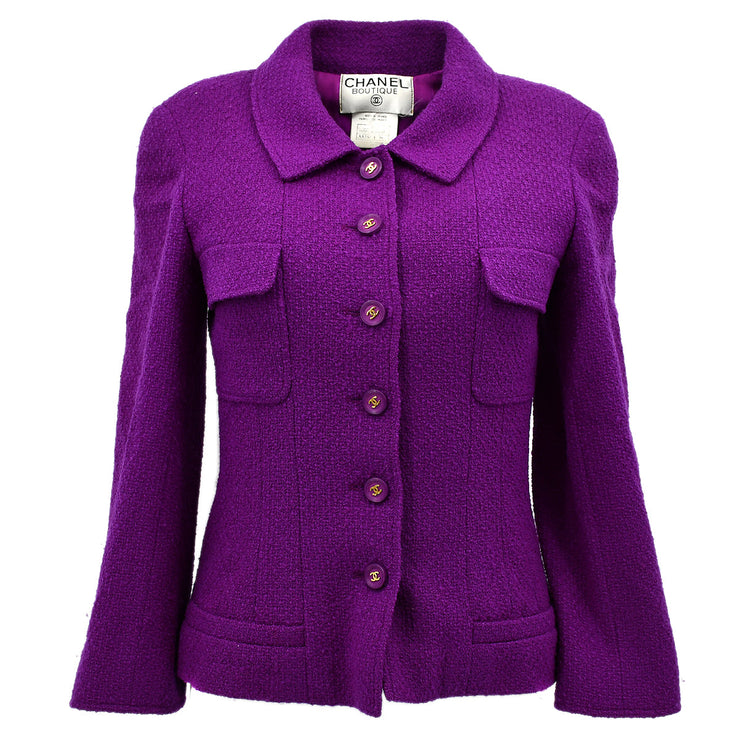 Chanel Single Breasted Jacket Purple 95A #36