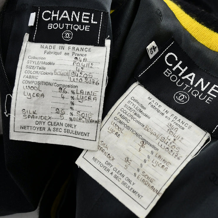 Chanel Setup Suit Jacket Skirt Black 94A #42