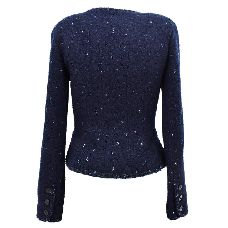 Chanel Collarless Jacket Navy #38