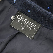 Chanel Collarless Jacket Navy #38