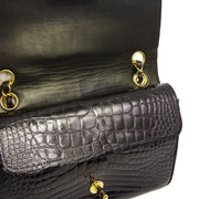 Chanel * 1991-1994 Black Crocodile Small Classic Double Flap Shoulder Bag