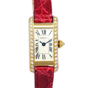 Cartier Tank Allongee Watch 18KYG Diamond Red Crocodile