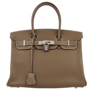 Hermes 2009 Etoupe Gray Taurillon Clemence Birkin 30 Handbag