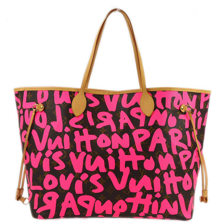 Louis Vuitton 2009 Pink Monogram Graffiti Neverfull GM Tote M93701