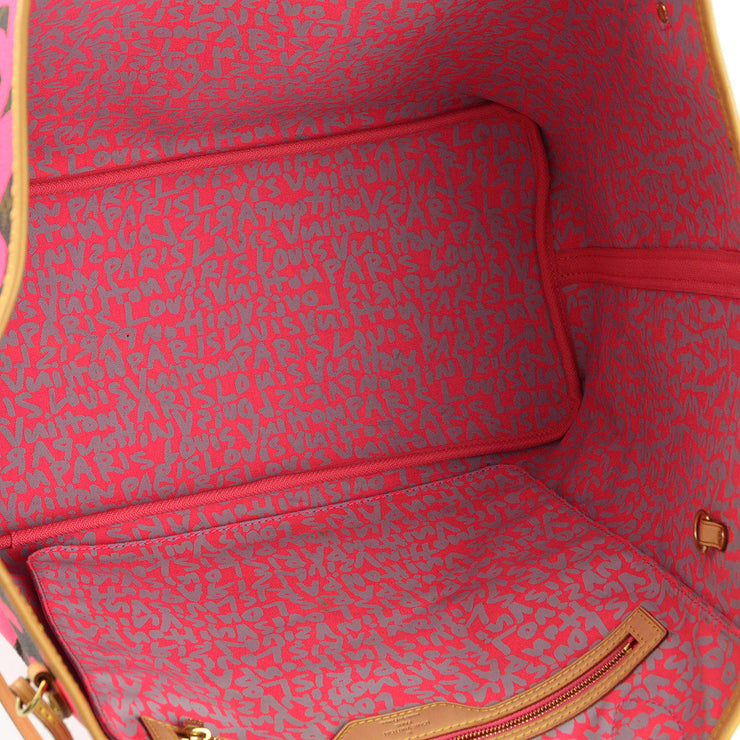 Louis Vuitton 2009 Pink Monogram Graffiti Neverfull GM Tote M93701