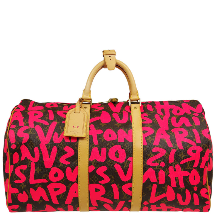 Louis Vuitton * 2009 Pink Monogram Graffiti Keepall 50 Duffle Bag M93698