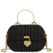 Chanel * 2004-2005 Black Rattan Basket 2way Shooulder Handbag