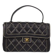 Chanel 2004-2005 Black Calfskin Wild Stitch Handbag