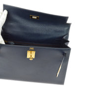 Hermes 1993 Navy Courchevel Kelly 32 Sellier 2way Shoulder Handbag