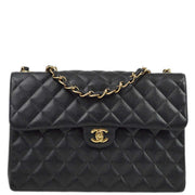 Chanel 2003-2004 Black Caviar Jumbo Classic Flap Shoulder Bag