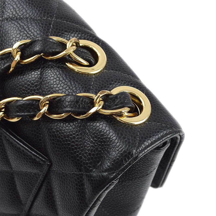 Chanel 2003-2004 Black Caviar Jumbo Classic Flap Shoulder Bag