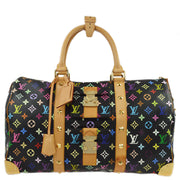 Louis Vuitton 2003 Black Monogram Multicolor Keepall 45 Duffle M92640