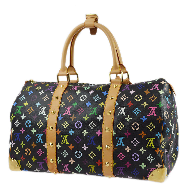 Louis Vuitton 2003 Black Monogram Multicolor Keepall 45 Duffle M92640