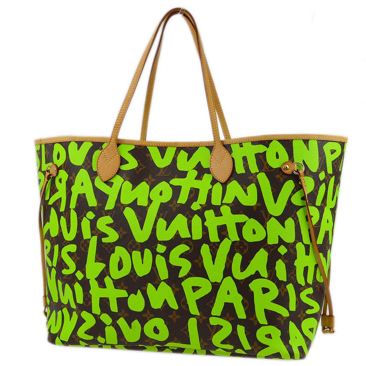 Louis Vuitton 2009 Green Monogram Graffiti Neverfull GM Tote M93703