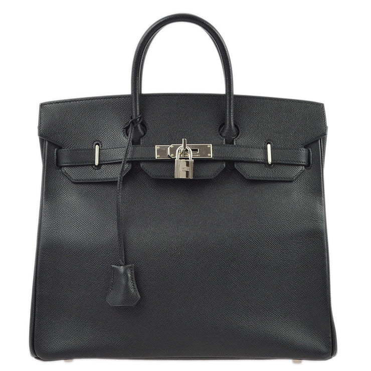 Hermes 2006 Black Epsom Haut a Courroies 32 Handbag