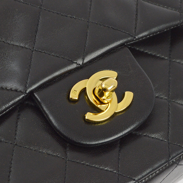 Chanel 1994-1996 Black Lambskin Medium Classic Double Flap Shoulder Bag