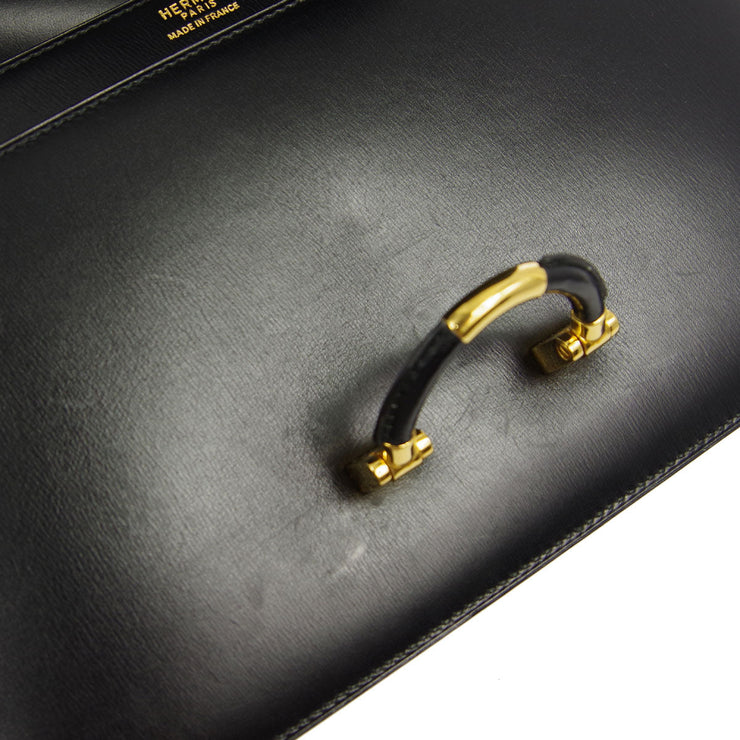 Hermes * 1974 Black Box Calf Handbag