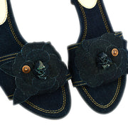 Chanel * Indigo Denim Shoes Sandals Mules #39