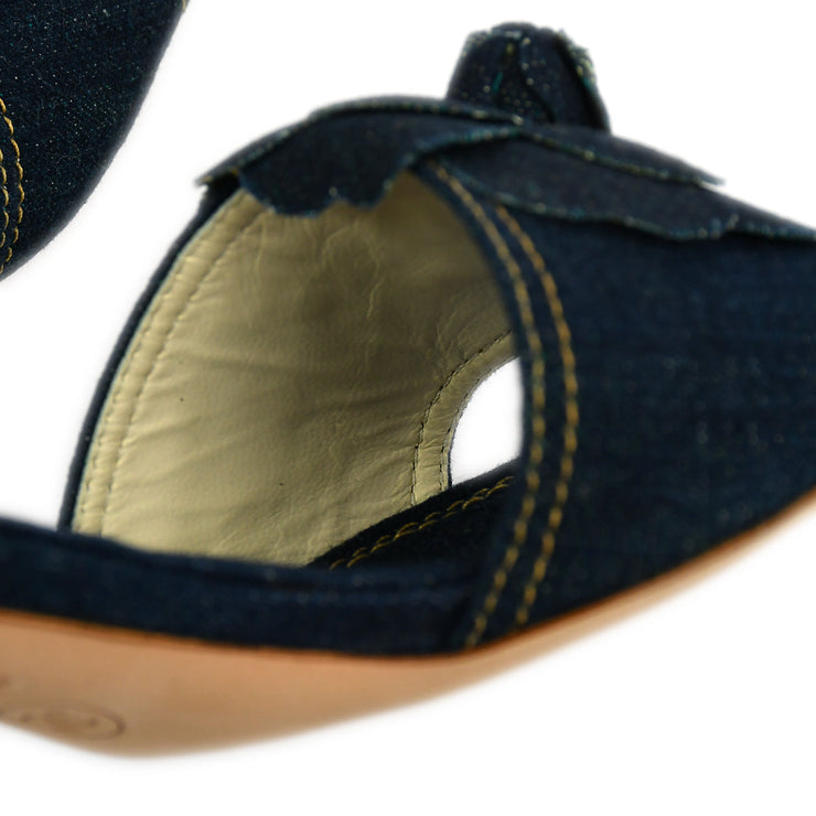 Chanel * Indigo Denim Shoes Sandals Mules #39