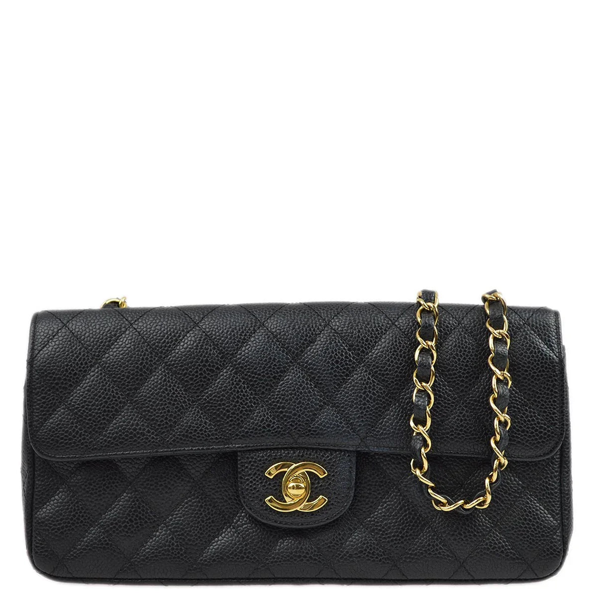 Chanel 2005-2006 Black Caviar East West Shoulder Bag
