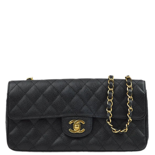 Chanel 2005-2006 Black Caviar East West Shoulder Bag