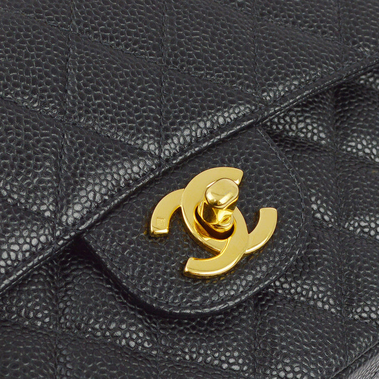 Chanel 2000-2001 Black Caviar Small Classic Double Flap Shoulder Bag