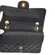 Chanel 2000-2001 Black Caviar Small Classic Double Flap Shoulder Bag