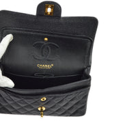 Chanel 2000-2001 Black Caviar Small Classic Double Flap Shoulder Bag