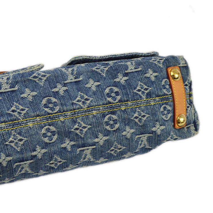 Louis Vuitton 2006 Blue Monogram Denim Baggy PM Shoulder Bag M95049