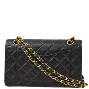 Chanel 1994-1996 Black Lambskin Small Classic Double Flap Shoulder Bag