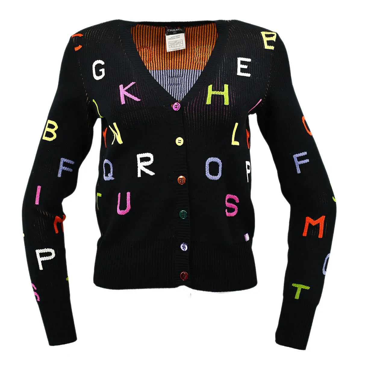 Chanel Alphabet Pattern Cardigan Black 01A #36
