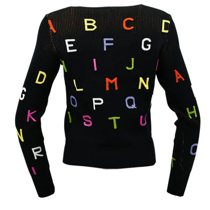 Chanel Alphabet Pattern Cardigan Black 01A #36