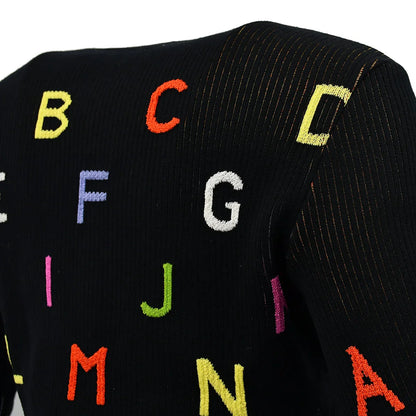 Chanel Alphabet Pattern Cardigan Black 01A #36