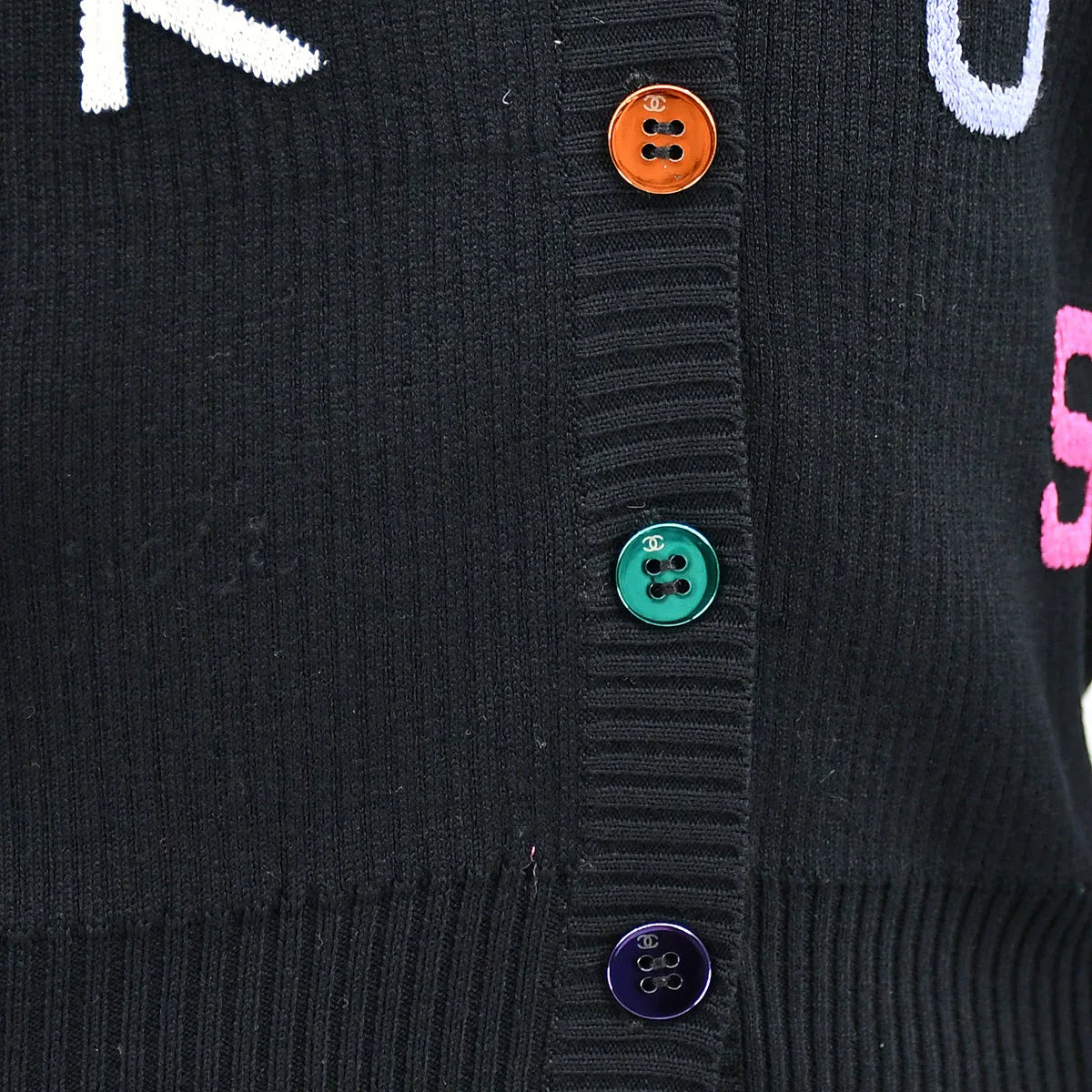 Chanel Alphabet Pattern Cardigan Black 01A #36